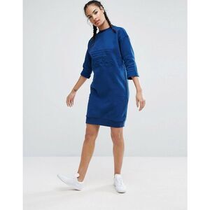 Adidas Women Sweat Mystery Blue Mini Long Sleeve Dress Women’s Size Small
